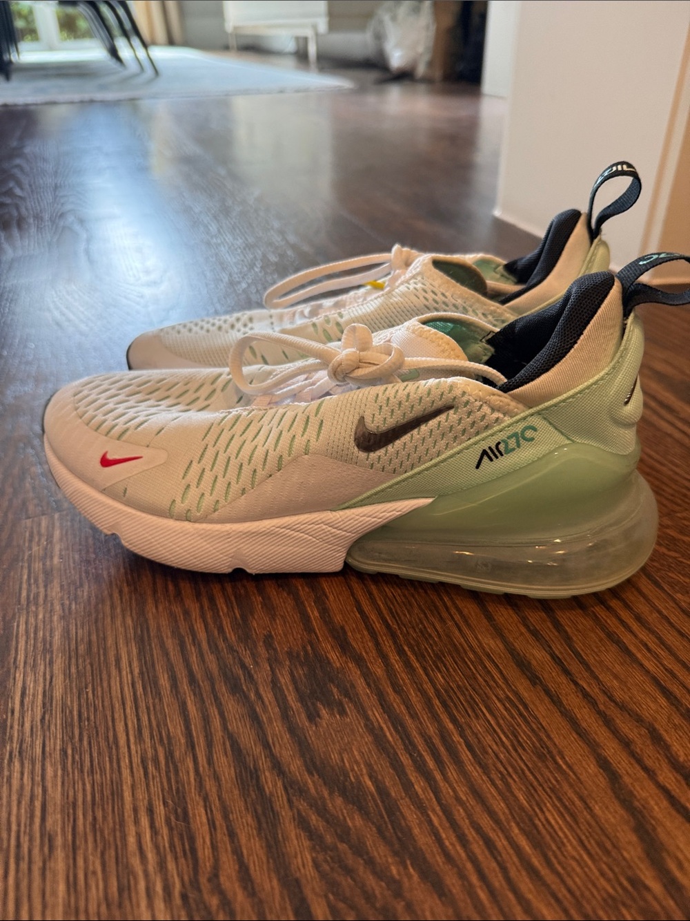 Nike Kids Air Max 270 React Sneakers — Mint Green/White/Black, size 7.5